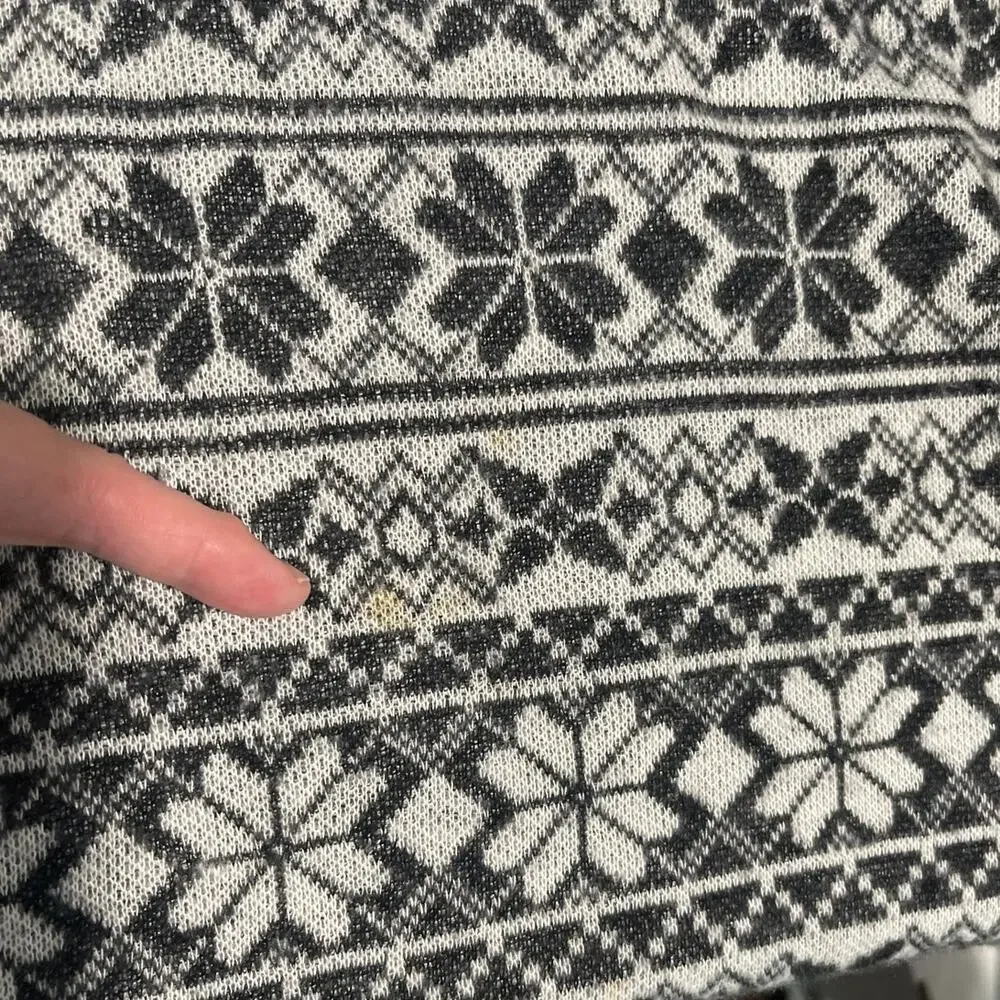 Vintage 90s Stefano International L Sweater Black & White Nordic Print Mock Neck